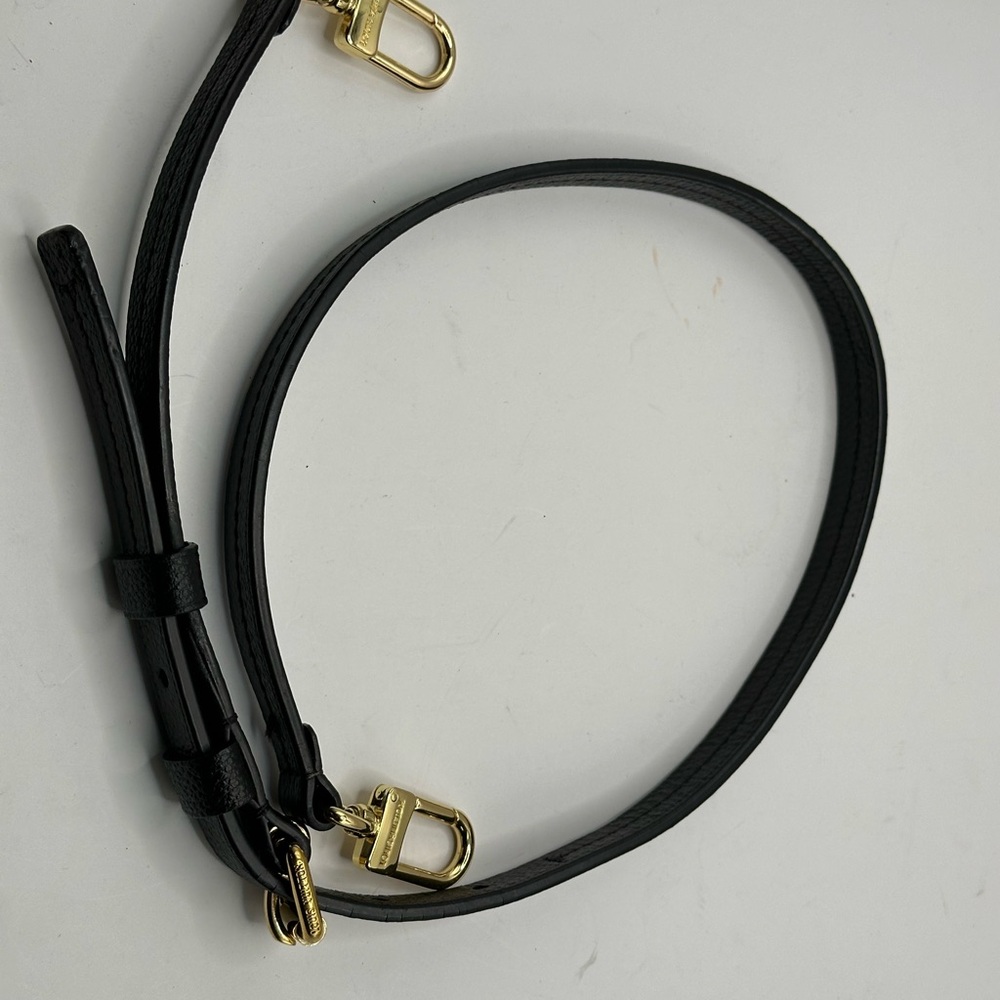 Authentic Louis Vuitton Black Leather Strap with Gold clasp